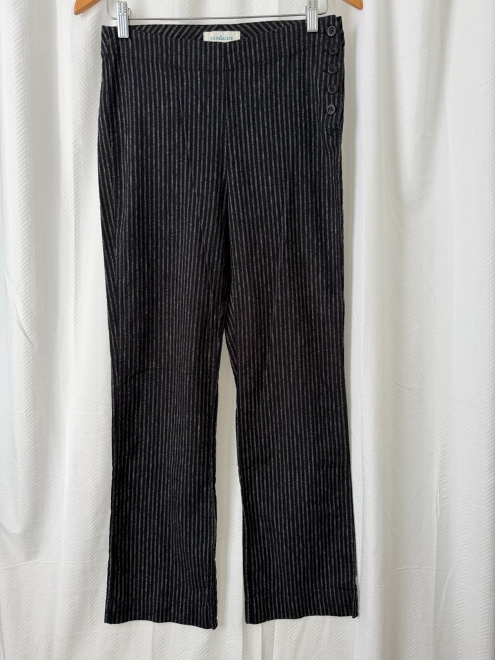 Sundance Black Pinstripe Linen - Cotton Pants
